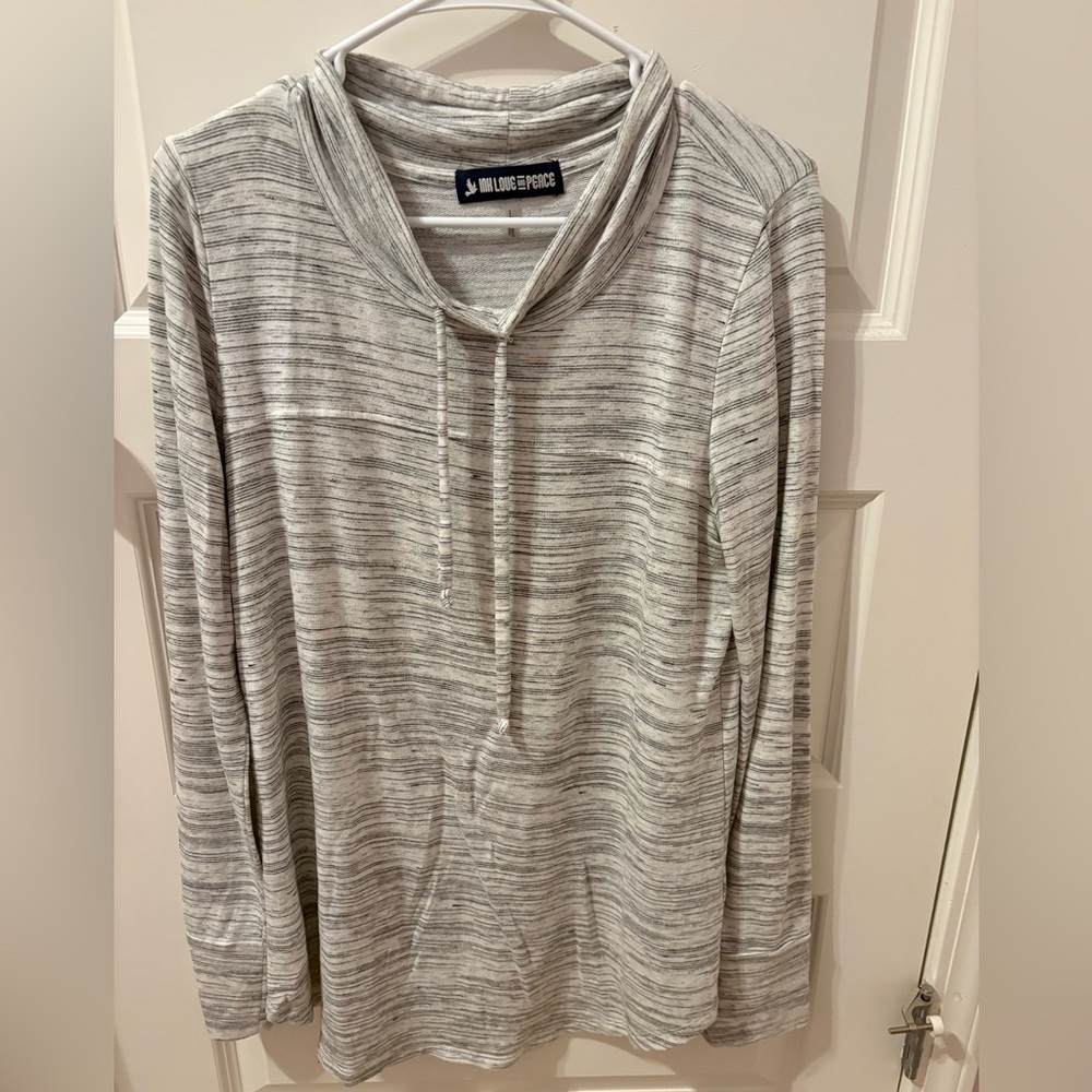 Grey and white cowl neck tunic